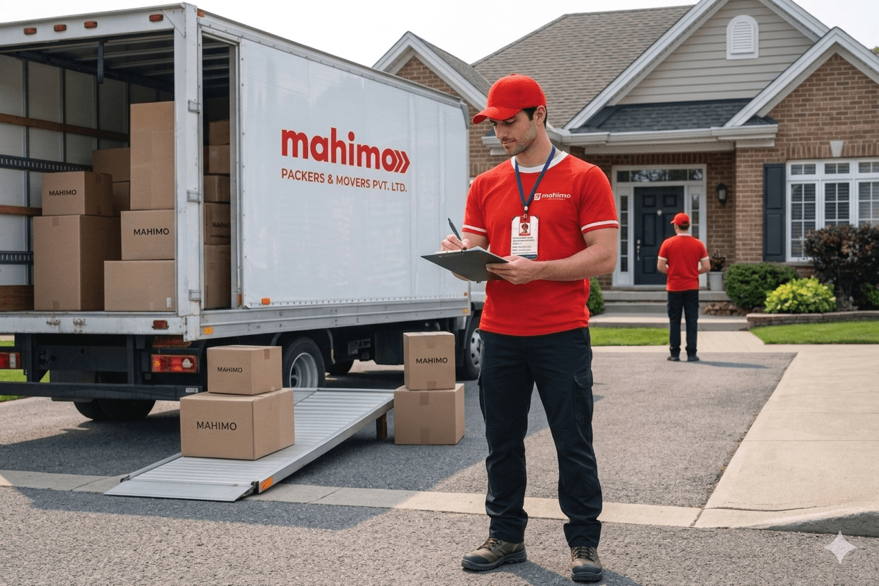 Mahima Packers team handling a professional home relocation